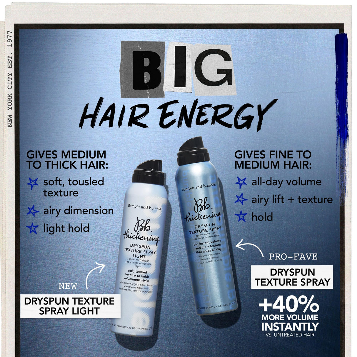 Bumble and bumble. Thickening Dryspun Texture Spray | Volumizing + Adds Texture | Straight to Wavy, 8.2 Ounce