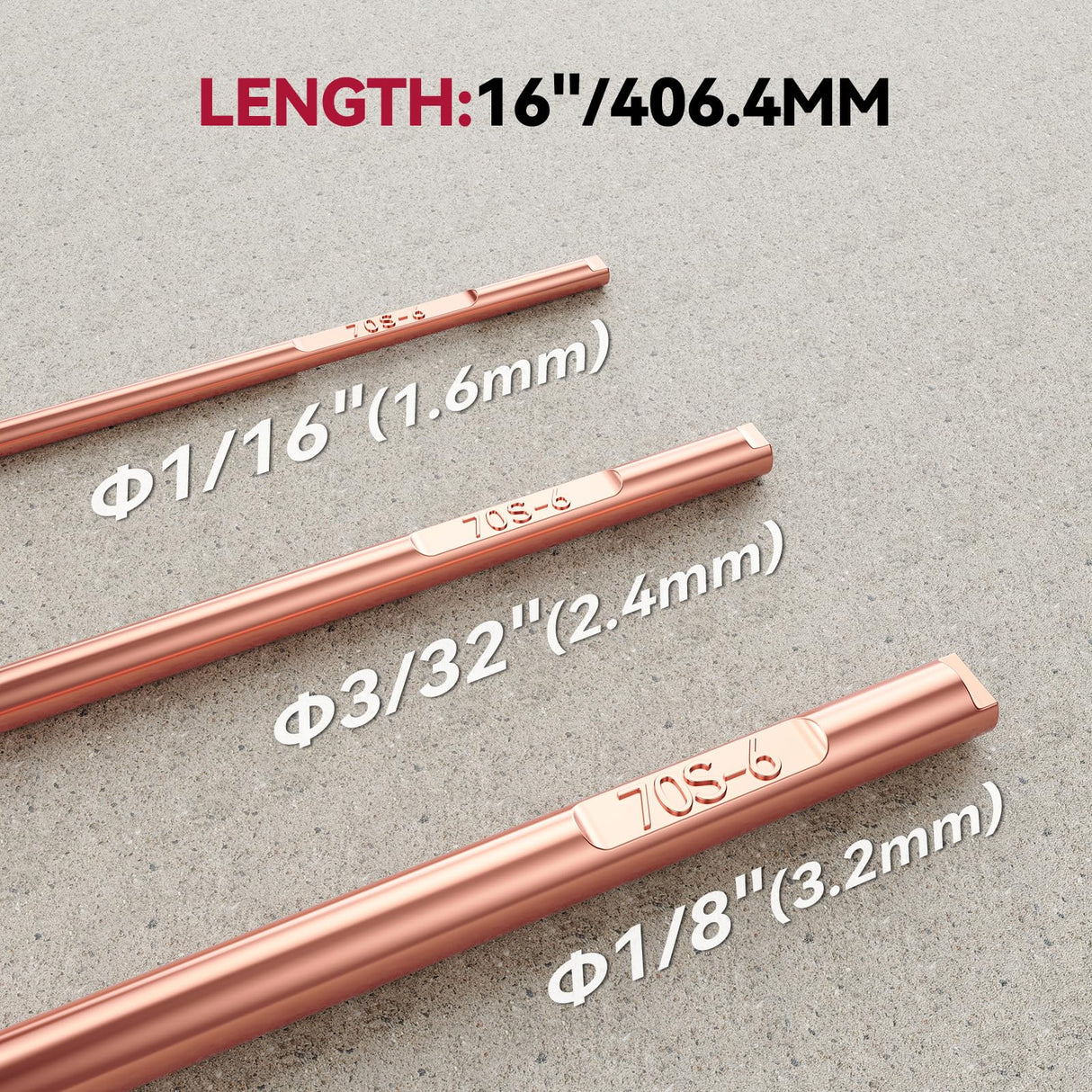 ARCCAPTAIN Mild Steel TIG Welding Rod ER70S-6, Welding Wire Filler Rod, 1/16" X 16", 5LB