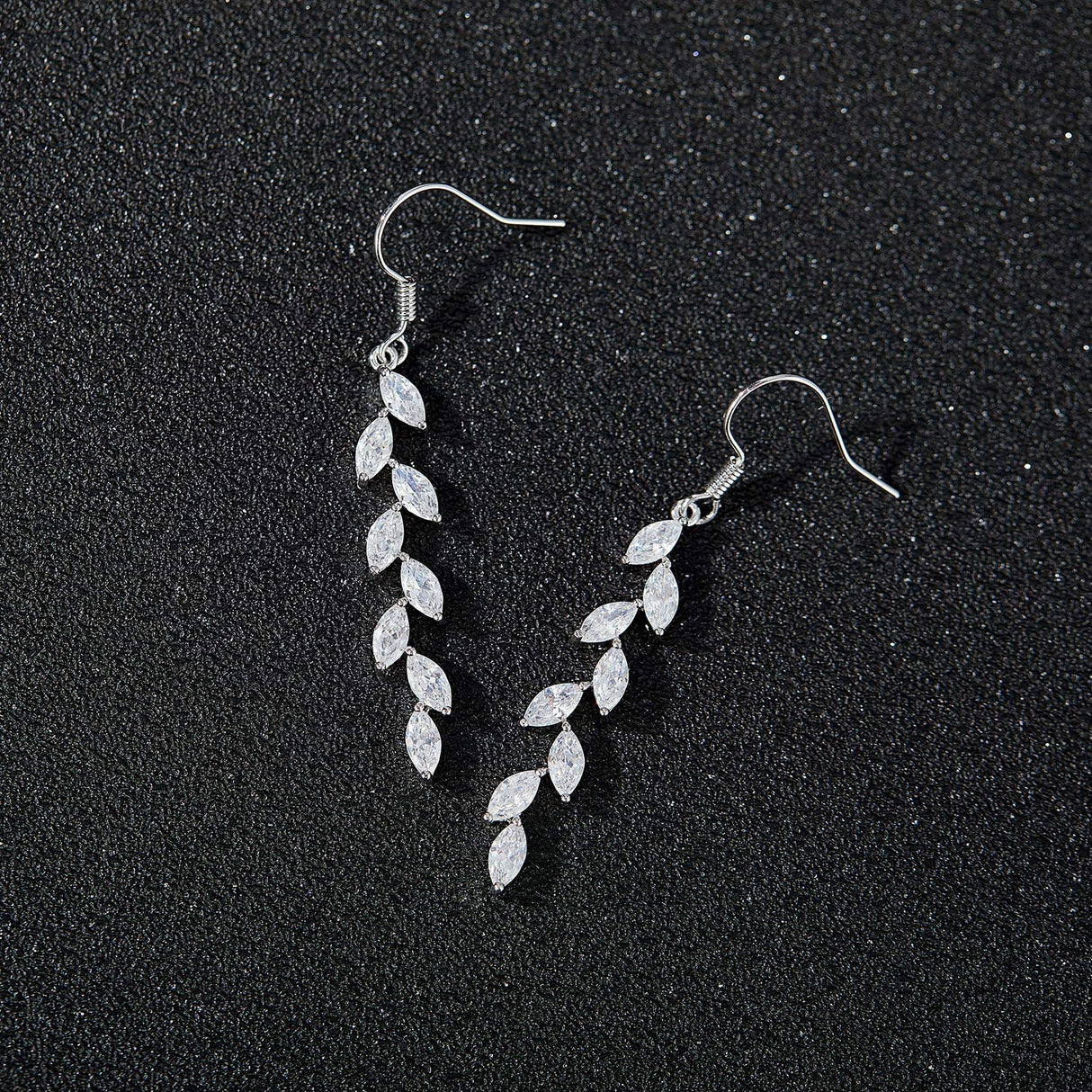 SWEETV Marquise Wedding Bridal Dangle Earrings for Brides Bridesmaid