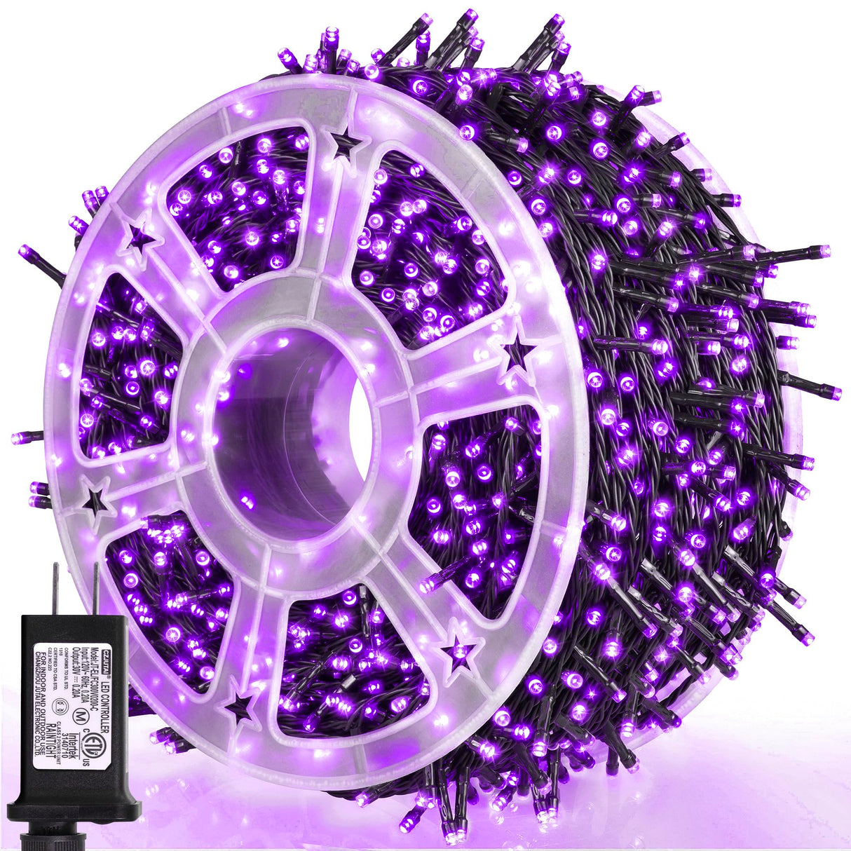 weillsnow 164FT 500 LED Purple Christmas Lights, 8 Modes Waterproof Plug in String Lights for Halloween Christmas Indoor Outdoor Yard Party Wedding Garden Home Decorations (Purple, 164FT)