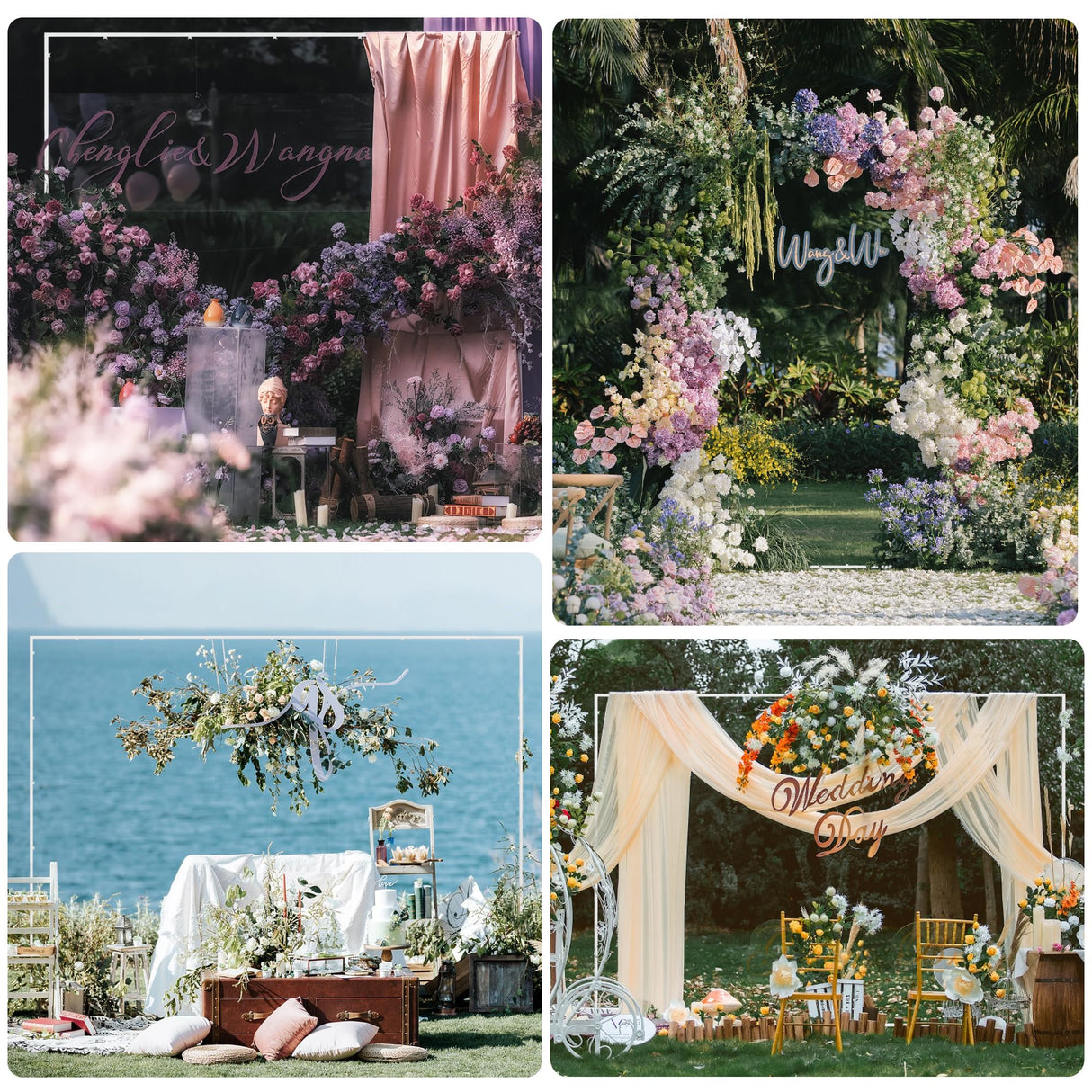 Wokceer Square Wedding Arch Backdrop Stand White Metal Arch 8FT x 8FT