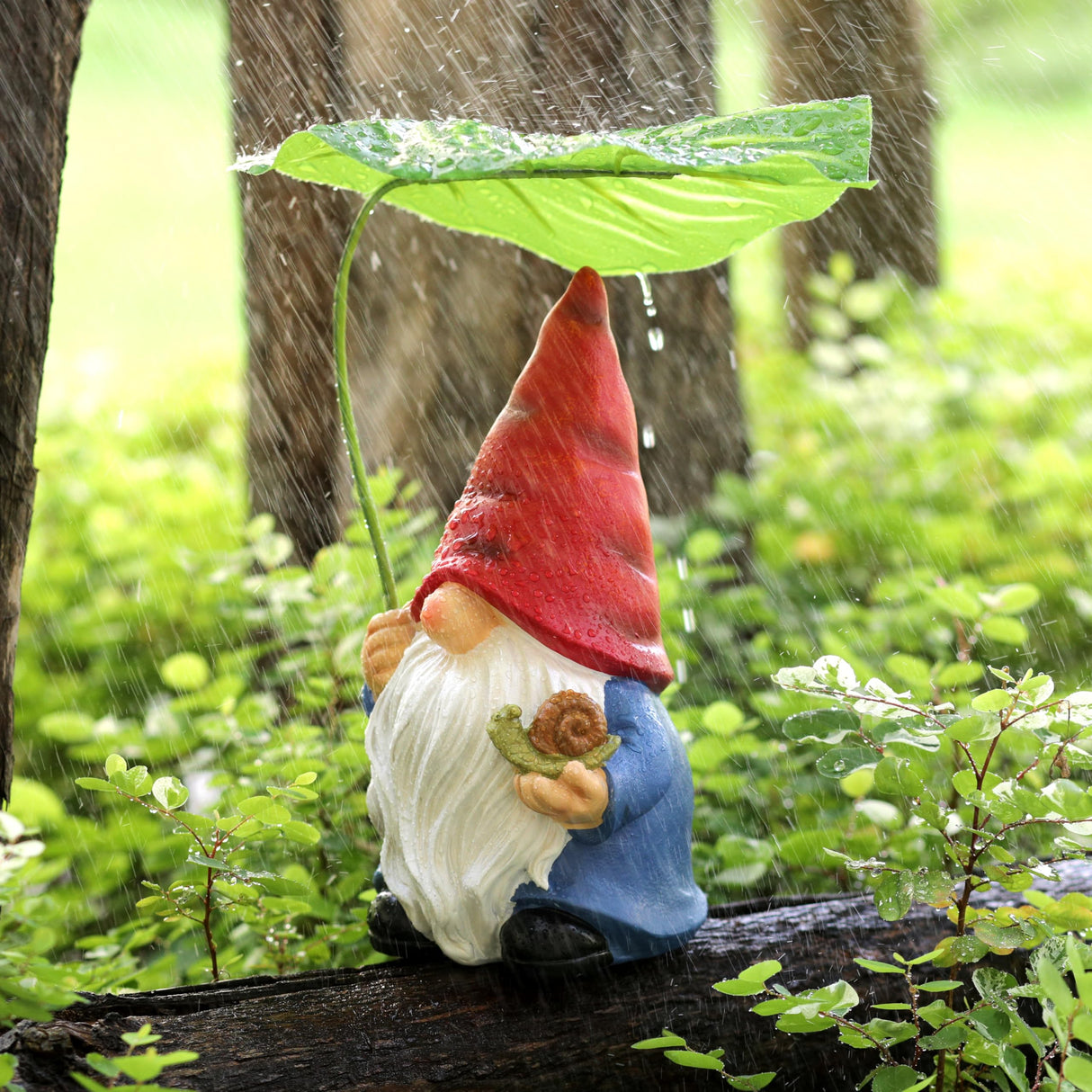 Garden Gnome Statue Decoration with Leaf Umbrella, 7.5” Figurine Ornament for Indoor Outdoor Home Patio Yard Lawn, for Gnome Lovers & Garden Enthusiasts,Mom,Women