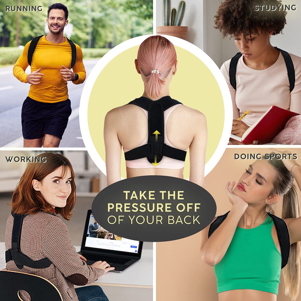 Neck Stretcher & Posture Corrector for Women and Men, FSA HSA Eligible, Cervical Traction for Spine Alignment, Adjustable Upper Back Brace & Elastic Support for Shoulder Back Pain Relief (Black)