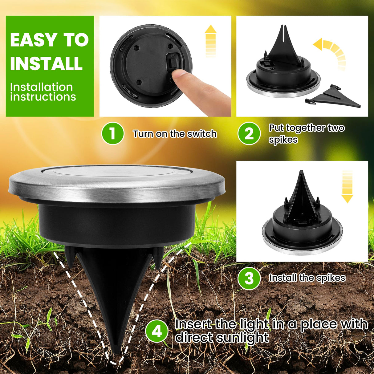 Mini Solar Ground Lights, 12 Pack Solar Powered Pathway Lights, Waterproof Outdoor Light for Garden, Driveway, Walkway, Backyard, Patio (Cool White)