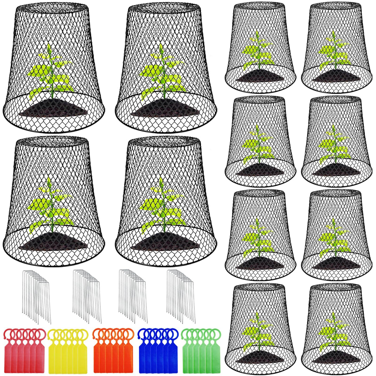 Dizvilz 12Pcs Chicken Wire Cloche Plant Covers,Durable Garden Cloches for Plants,Metal Netting Plant Protectors from Animals for Keeping Bunnies Chicken Squirrels Birds Other Out
