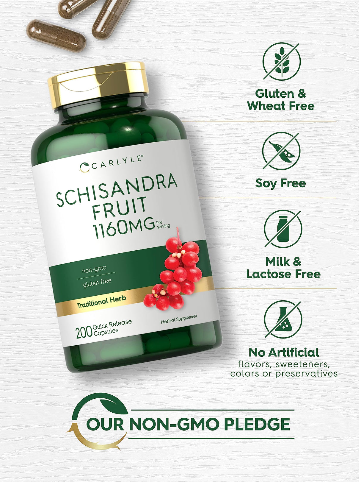 Carlyle Schisandra Supplement 1160 mg | 200 Capsules | for Women and Men | Berry Fruit Extract | Non-GMO and Gluten Free