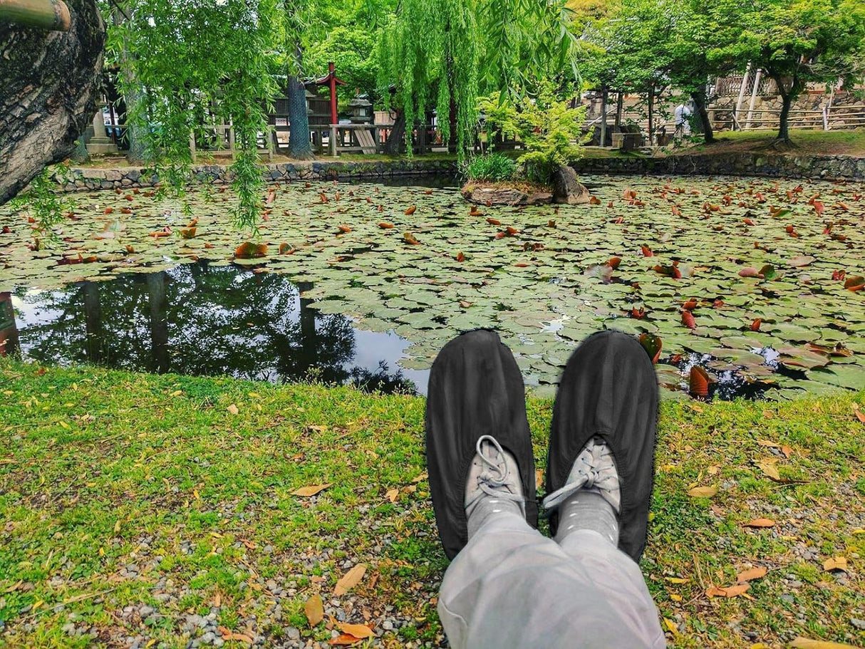 Premium Boot & Shoe Covers Disposable Booties - 200 Pack - Durable, Non-Slip, Non-Toxic, Water Resistant, Recyclable Protectors for Indoor & Outdoor - Large Size Fits Most Shoes