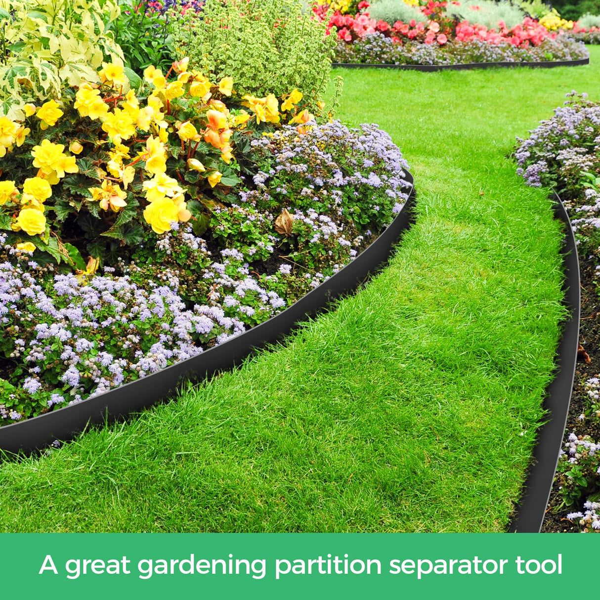 2-Inch x 100 FT Landscape Edging Border with 150 Stakes, Plastic Edging for Landscaping Garden Edging Border, Flexible Landscaping Edging for Garden Flower Beds Yard Lawn Pathway Paver (Black)