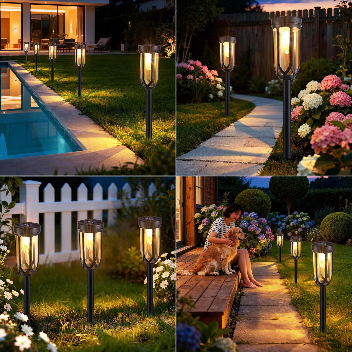 Lomotech Solar Pathway Lights - 8 Pack Solar Lights Outdoor Waterproof, Bright LED Solar Garden Lights for Patio Landscape Lawn Yard Walkway Driveway (Warm White)