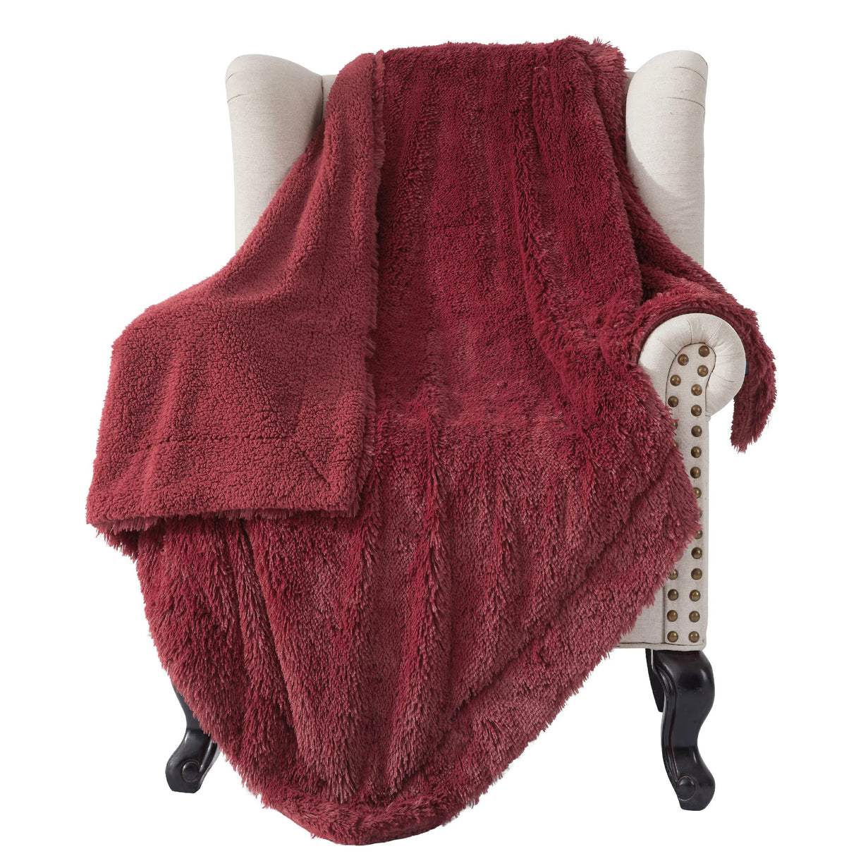 Bedsure GentleSoft Fluffy Burgundy Red Throw Blanket, Maroon Red Decor Gifts for Women, Soft Cozy Fuzzy Sherpa Fleece Plush Thick Warm Faux Fur Throws for Couch, Bed, Christmas Blanket for Mom, 50x60