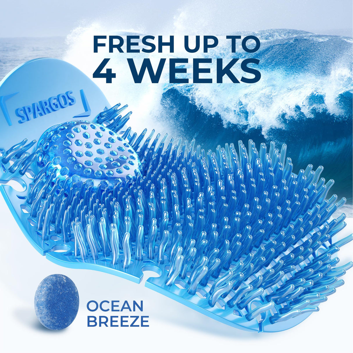 Spargos 12-Pack Rim Hanger Toilet Bowl Cleaner & Urinal Screen All-in-One | Ocean Breeze Splash Guard | Each Lasts 14 Days (5-Month Supply) | Commercial & Home Deodorizer | Gloves Included