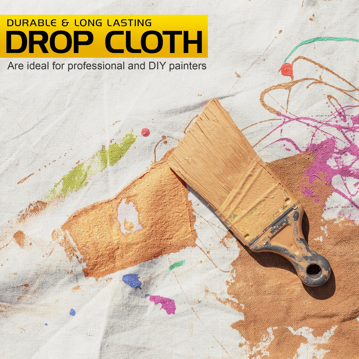 Utopia Drop Cloth for Painting (9x12 ft, 2 Pack) Washable and Reusable Drop Cloth for Painting, Furniture & Floor Protection Highly Absorbent Paint Cover - Thick Canvas Tarp for Outdoor and Indoor Use