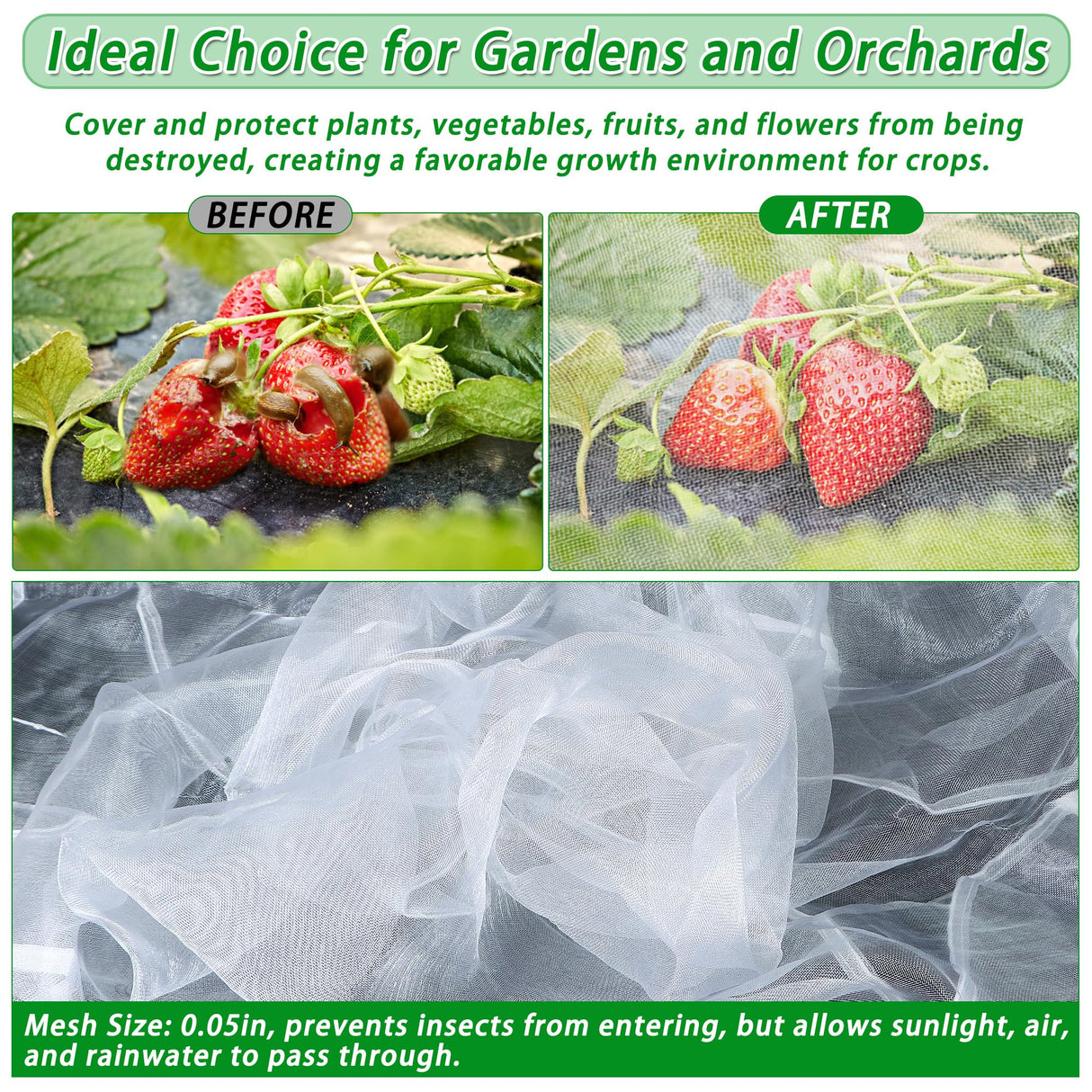 Garden Netting for Raised Beds, Plant Covers Garden Protection Bird Netting