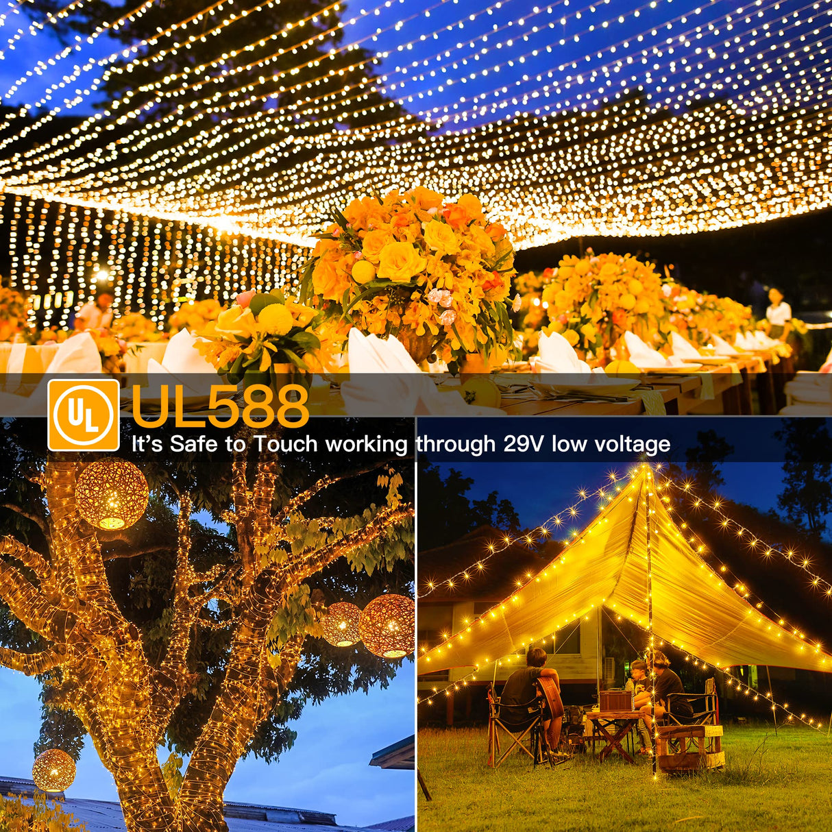 Ollny Christmas Lights Outdoor 800LED 262FT, Warm White Plug in Fairy Light with Remote, 8 Modes Waterproof Timers Dimmable LED String Lights for Indoor House Outside Bedroom Patio Balcony