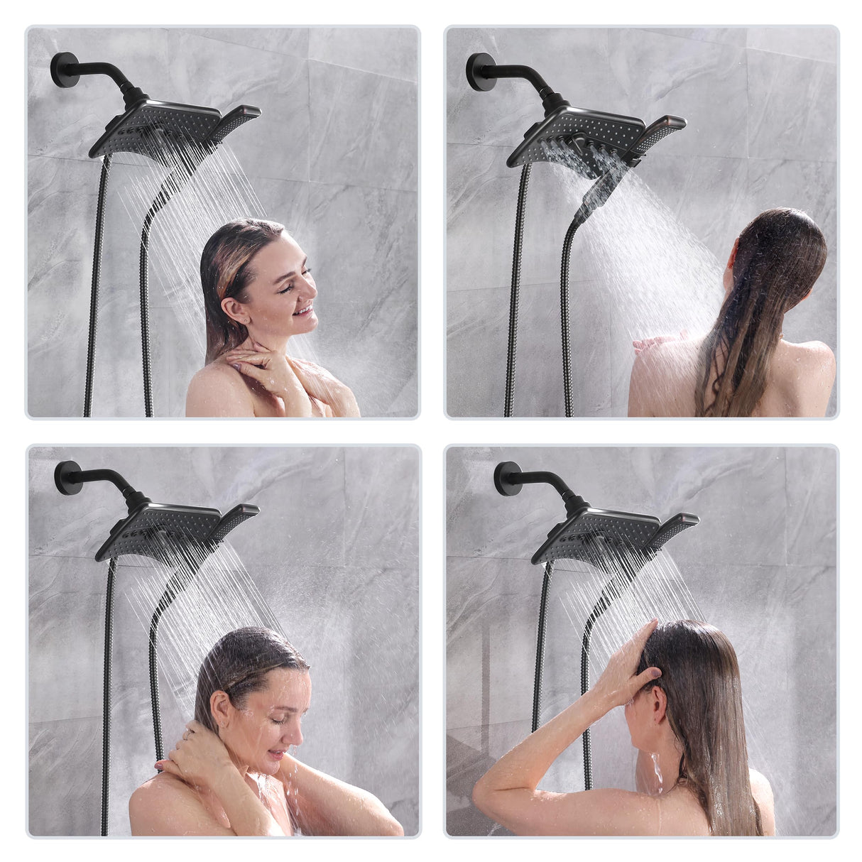 BRIGHT SHOWERS High Pressure Shower Head with Handheld, Oil Rubbed Bronze Dual Showerhead Combo with Rainfall Spray, Detachable Hand Held Shower, 60" Stainless Steel Hose