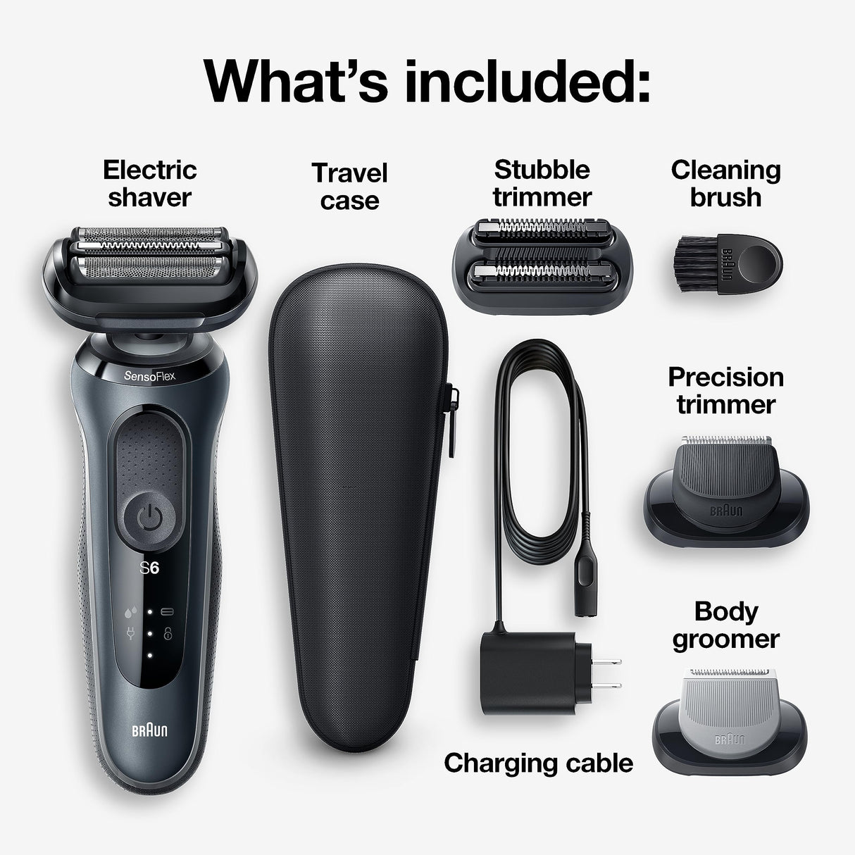 Braun Series 6 6046cs Electric Razor for Men, Wet & Dry, Electric Razor, Rechargeable, Cordless Foil Shaver with Charging Stand, Travel Case and Precision Trimmer, Black
