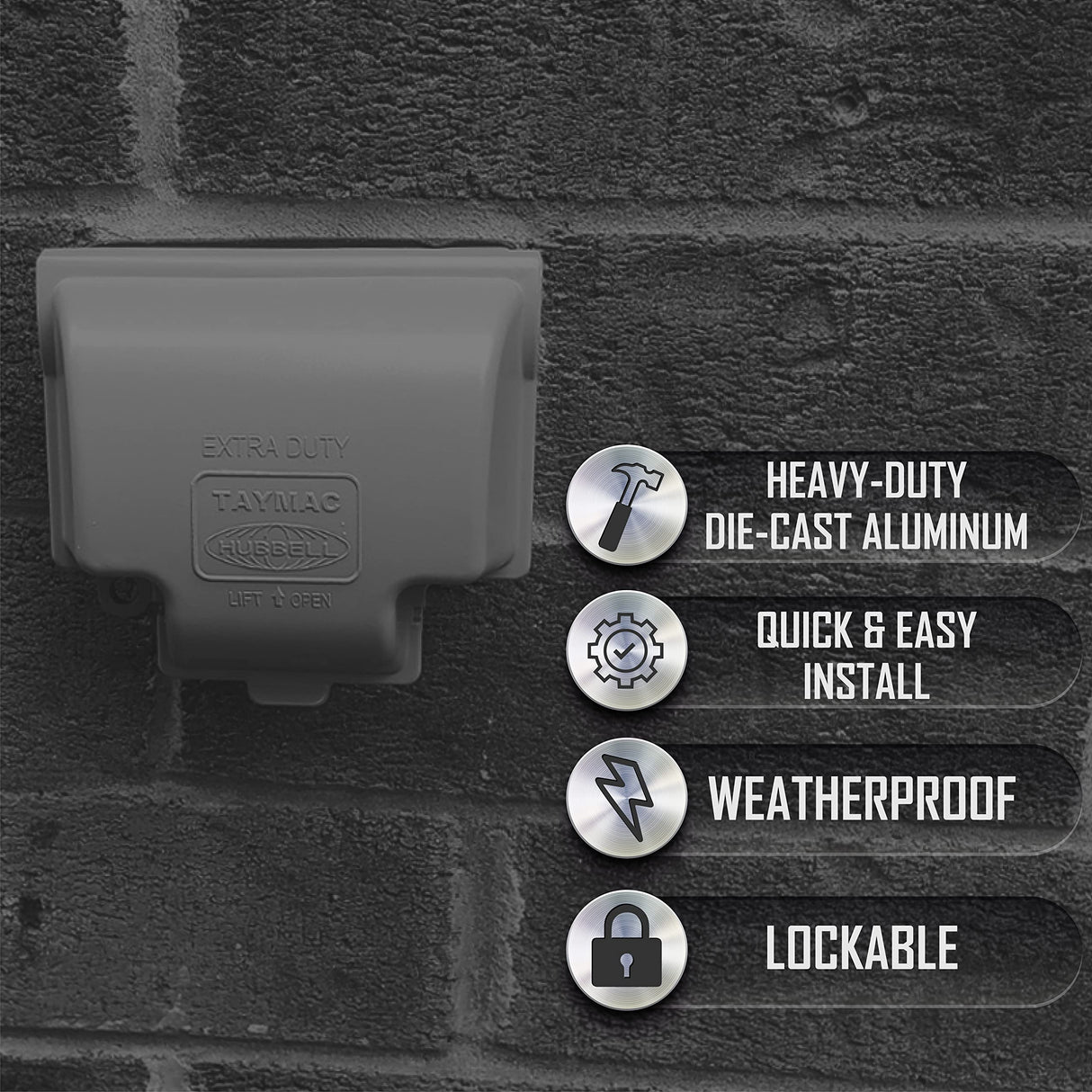 TayMac MX3300 RaynGuard Extra Duty Metal Weatherproof in-Use Cover, 1-Gang, Gray