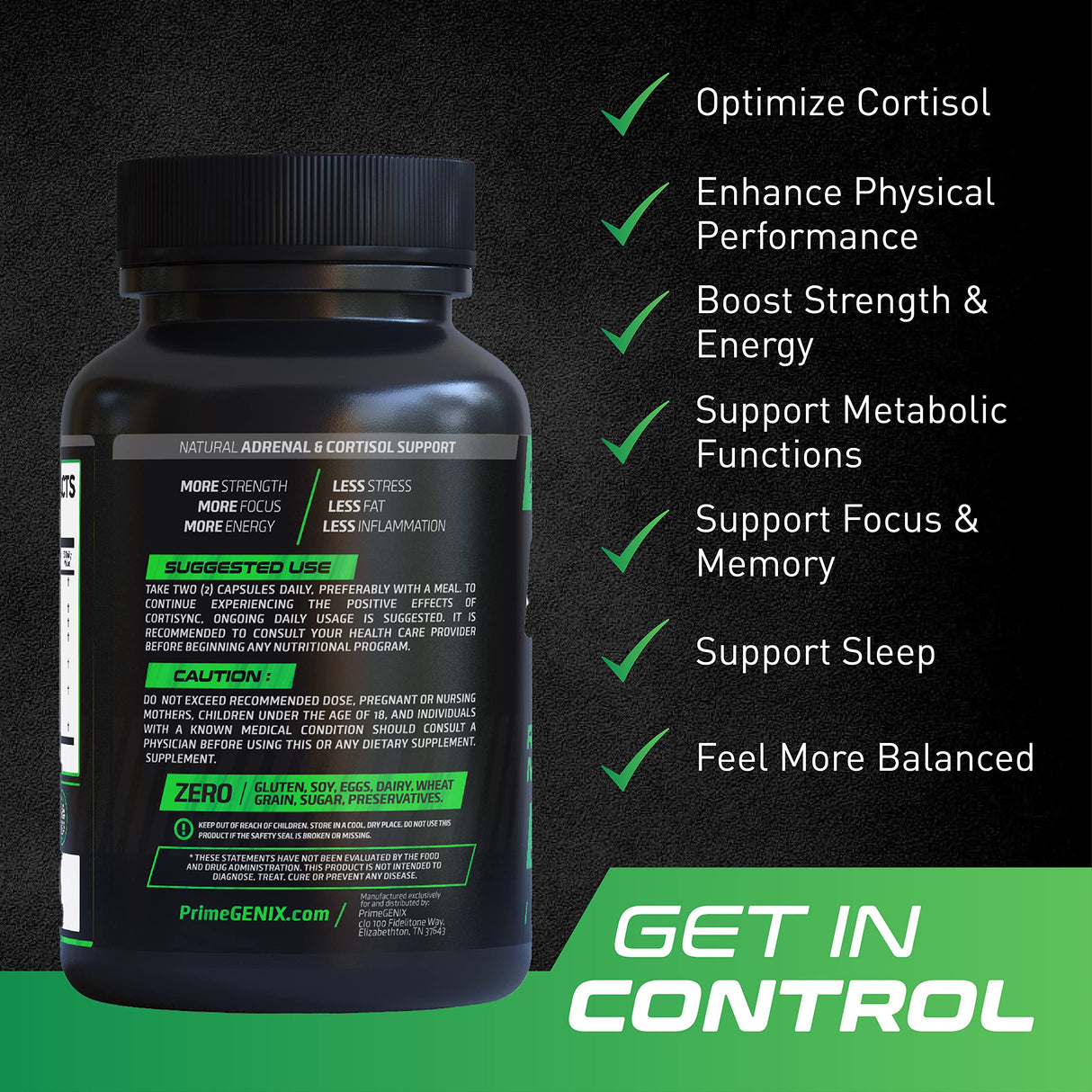 PrimeGENIX CortiSync | Reduce Cortisol | Increase Energy | Improve Focus | Organic