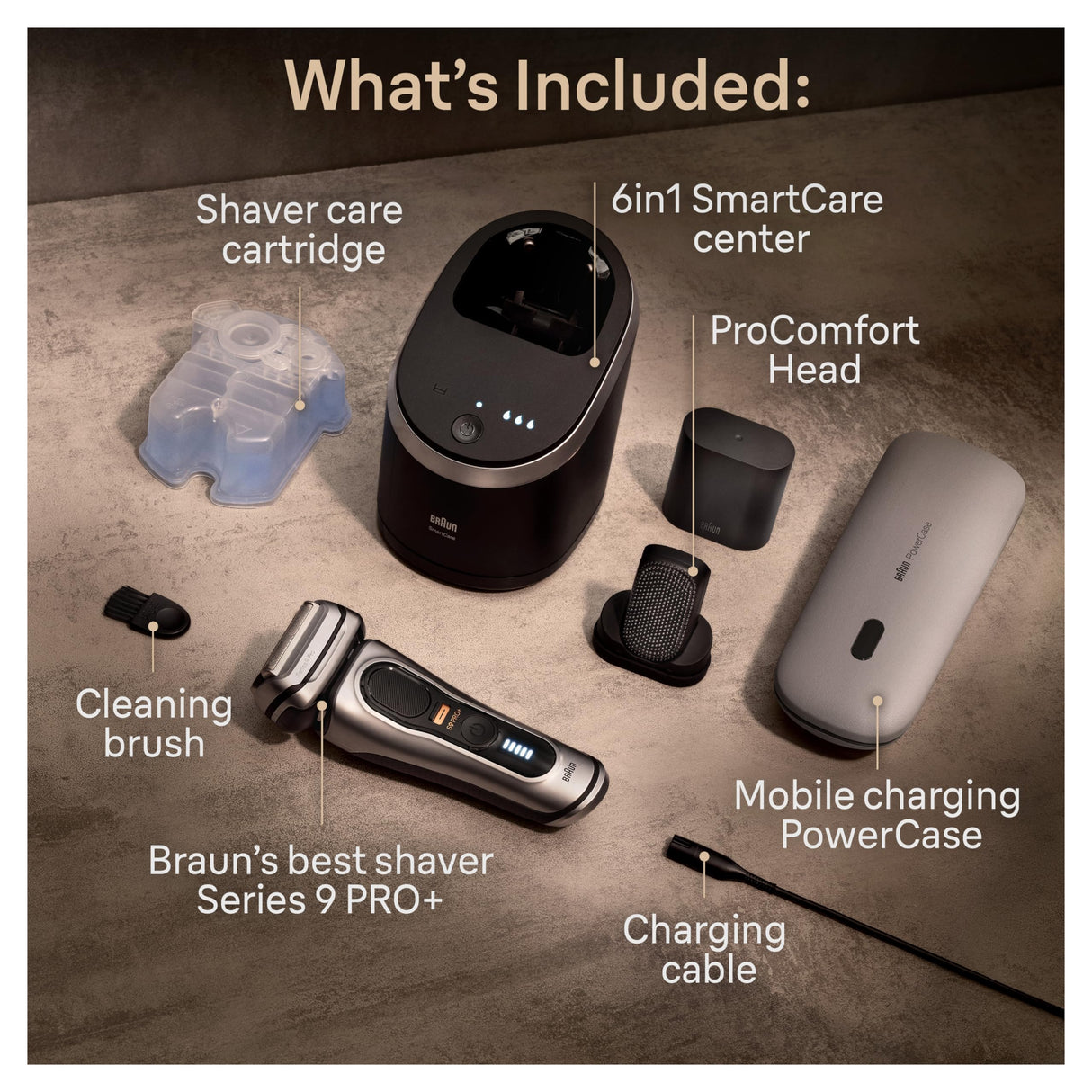 Braun Series 9 PRO+ Electric Shaver, Shaving Kit with 5 Pro Shave Elements and ProComfort Head, SmartCare Center