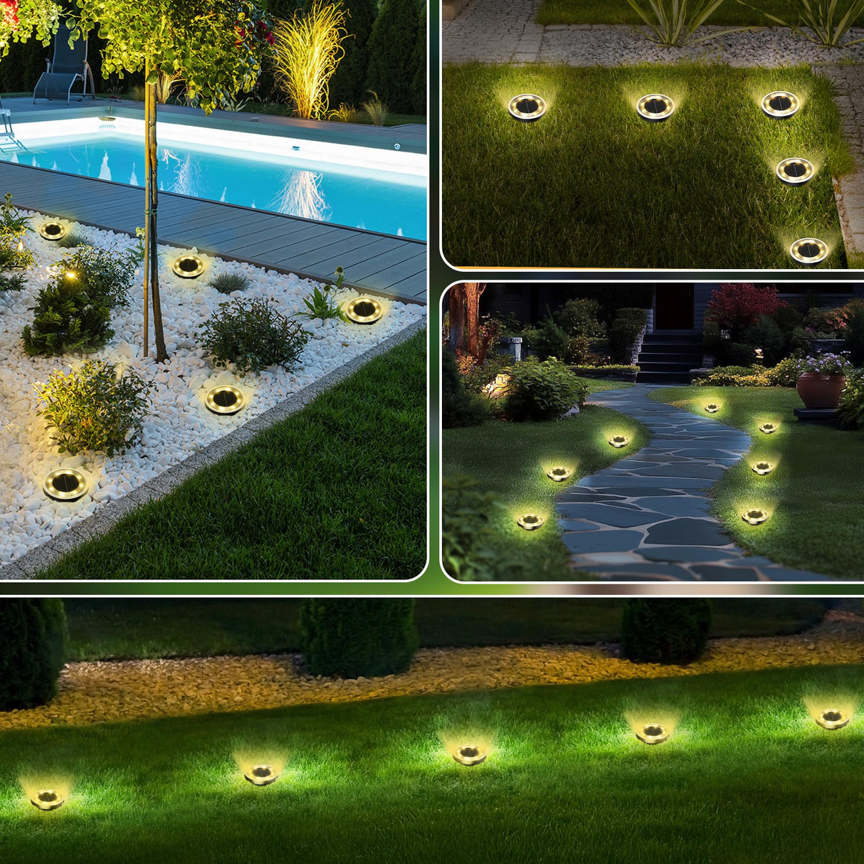 INCX Solar Ground Lights,20 Pack Solar Lights Outdoor Waterproof, Solar Garden Lights Landscape Lighting for Patio Pathway Lawn Yard Deck Driveway Walkway, Warm White