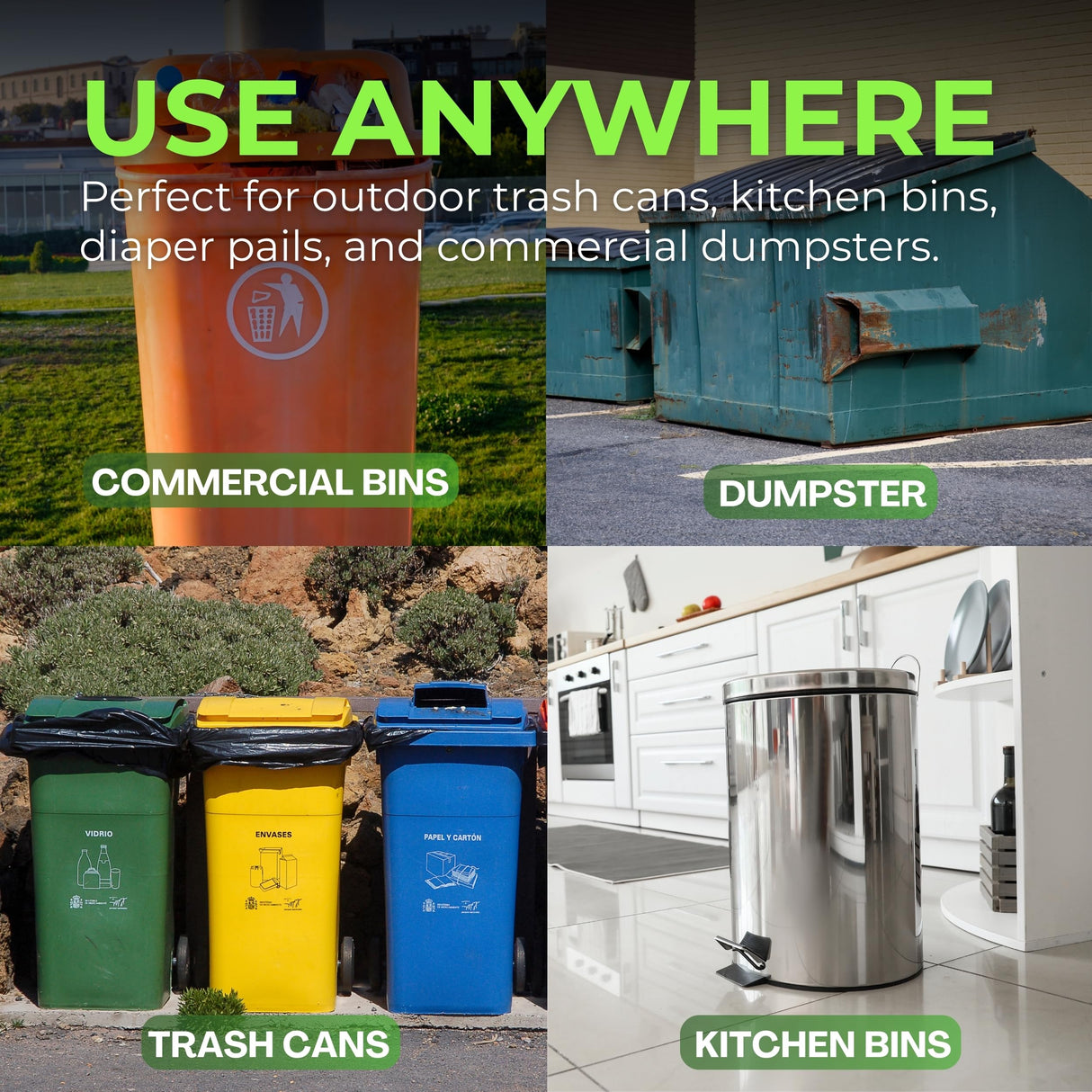 Trash Can Deodorizer 1.5lbs - Outdoor Trash Can Deodorizer & Liquid Waste Absorber, (Made in USA) Biodegradable Trash Can Odor Eliminator, Neutralizes Garbage Smells & Absorbs Liquids - 7 Cups