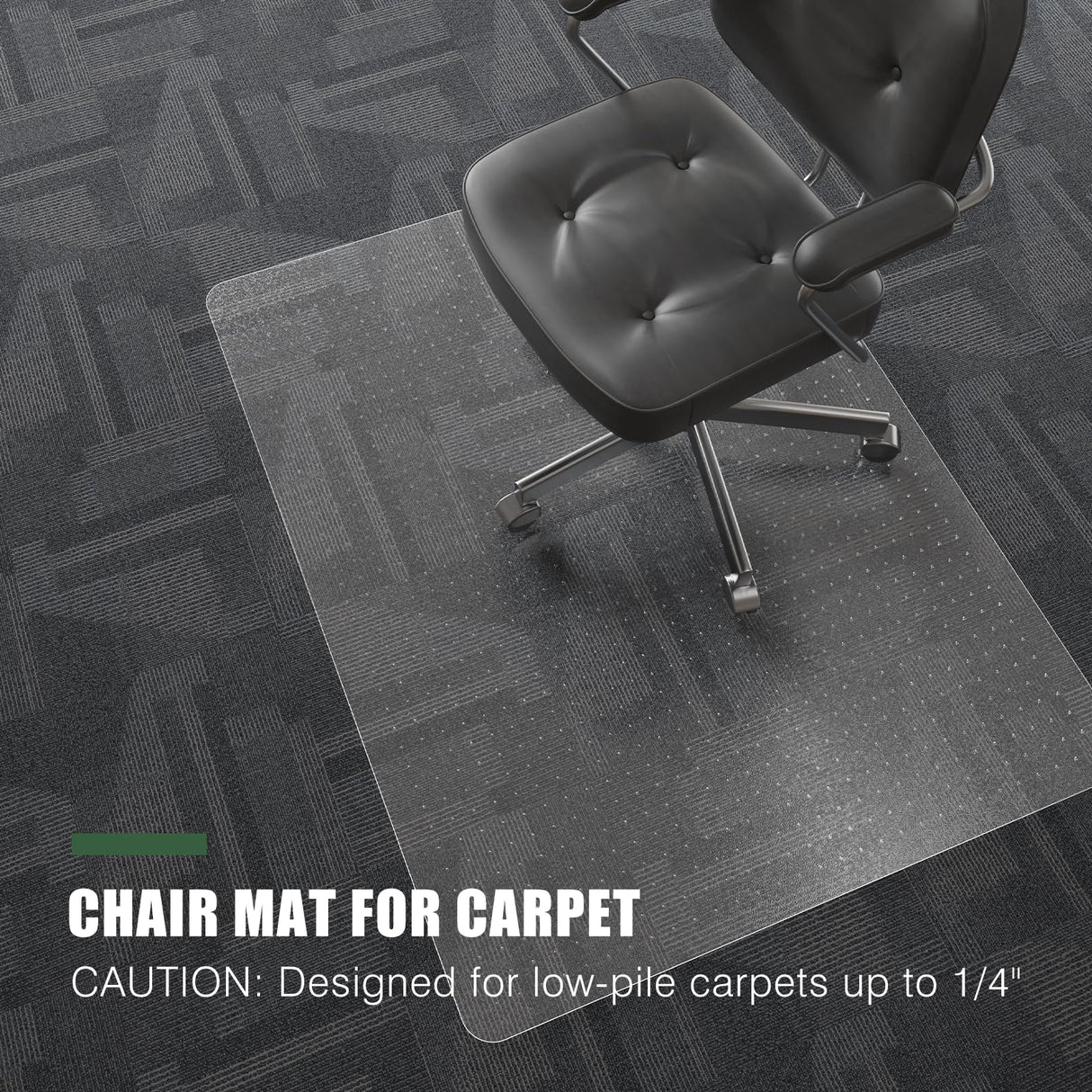 Clear Chair Mat for Carpet, tixpol 60"x46" Large Chair Mat for Carpeted Floors, Non-Slip Carpet Protector Mat with Grips, Heavy-Duty Rolling Under Desk Floor Mat for Home Office Use (Clear)