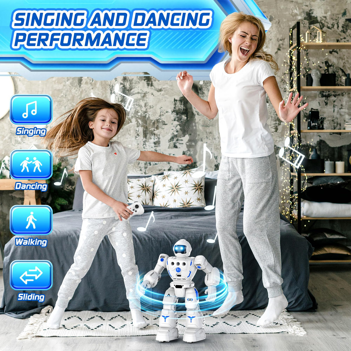 BAZOLOTA Robot Toys for Kids 3-5, Programmable Remote Control Robot with Walking, Sliding, Singing and Dancing, RC Gesture Sensing Control Smart Robots for Age 3-12 Kids Christmas Birthday