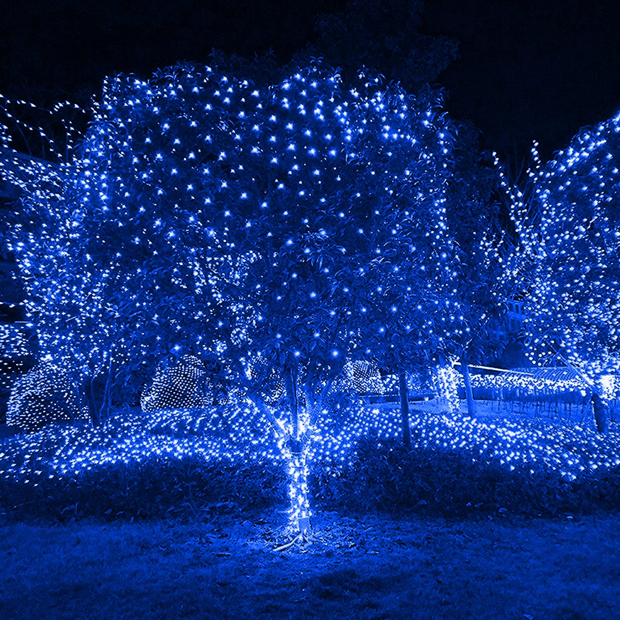 FUNPENY Christmas Net Lights, 9.8ft x 6.6ft 200 LED Mesh Decor Clear Wire with 8 Modes Waterproof Connectable Xmas Decorations for Outdoor Outside Bushes Yard Lawn Patio Tree Garden Party (Blue)