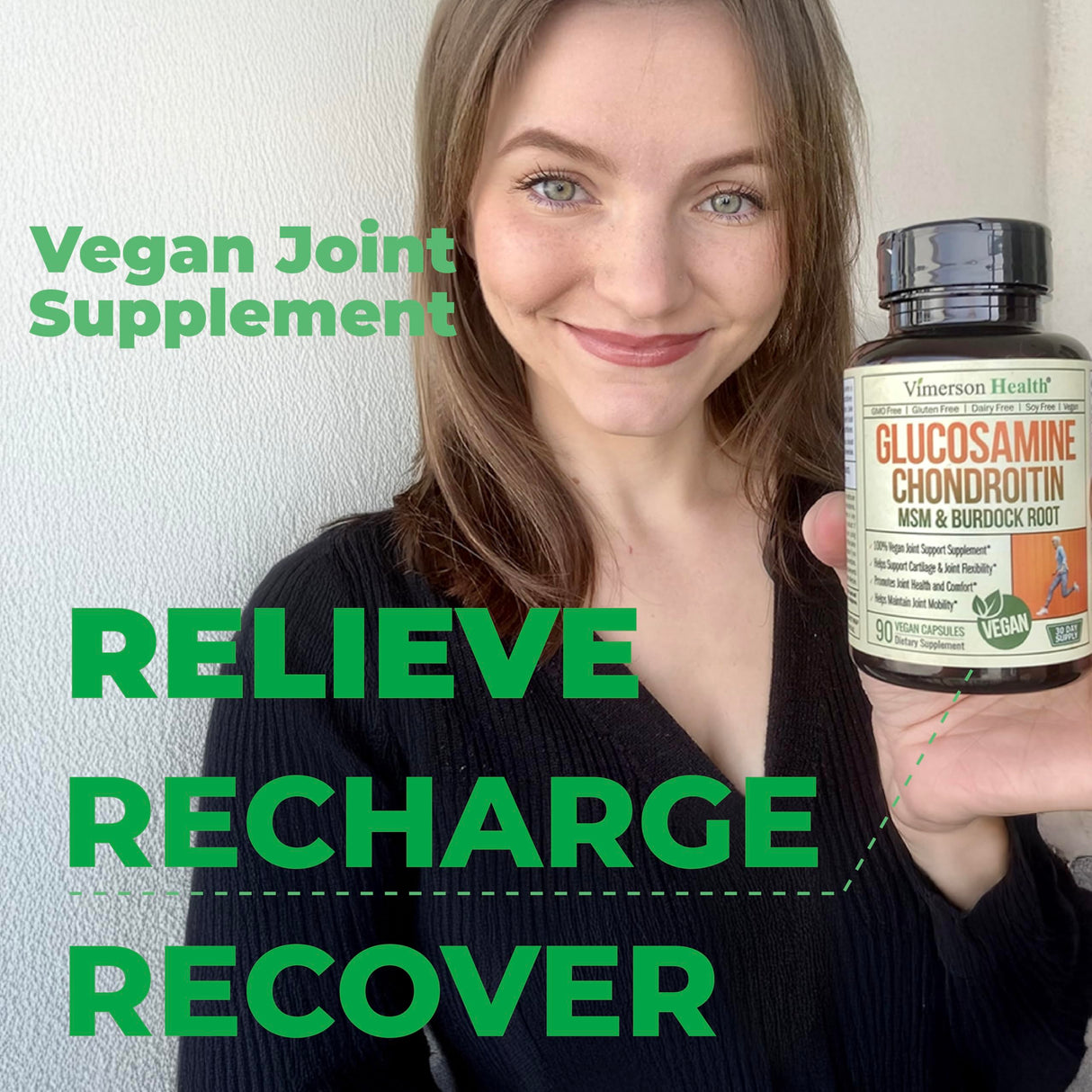 Vegan Glucosamine Chondroitin MSM - 100% Vegan Joint Support Supplement for Women & Men with Burdock and Glucosamine Sulfate 1500 mg. Used for Cartilage and Joint Health and Flexibility - 2 Pack