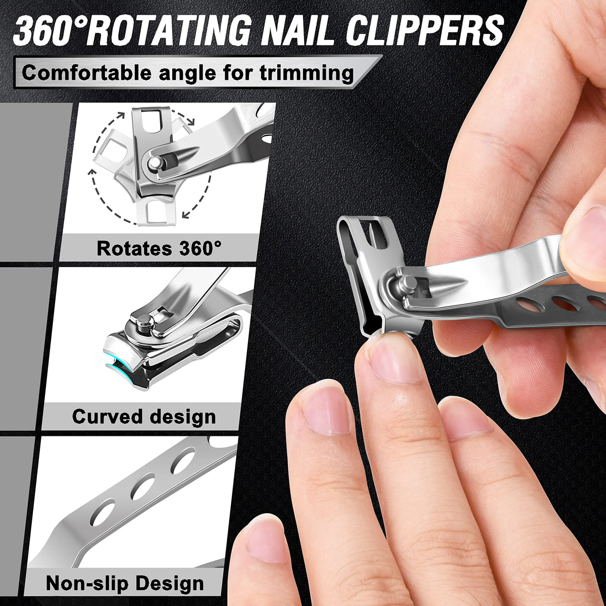 Toenail Clippers for Seniors Thick Toenails, Aucurwen Heavy Duty Toe Nail Clippers Adult Thick Nails Long Handle, Large Toenail Clippers for Thick Nails 7Pcs