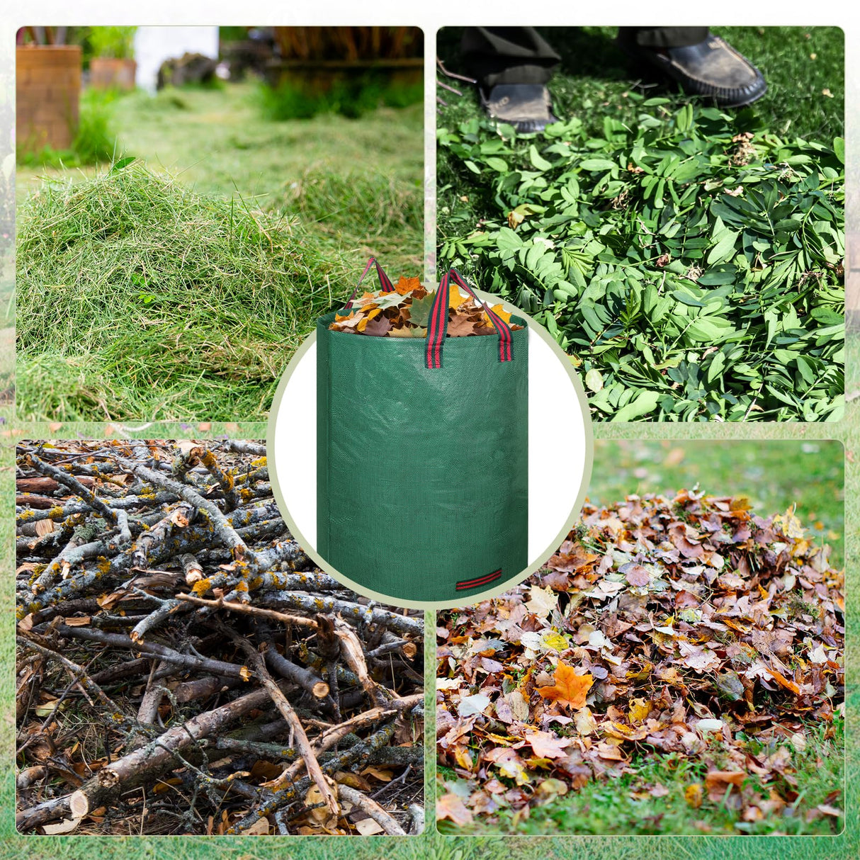 Dntorx 72 Gallons Leaf Bags Lawn Bags, 3 Packs Reusable Yard Waste Bags With Reinforced Handles, Collapsible Garden bag For Leaves,Grass,Storm Debris,Construction Waste, Standable&Foldable