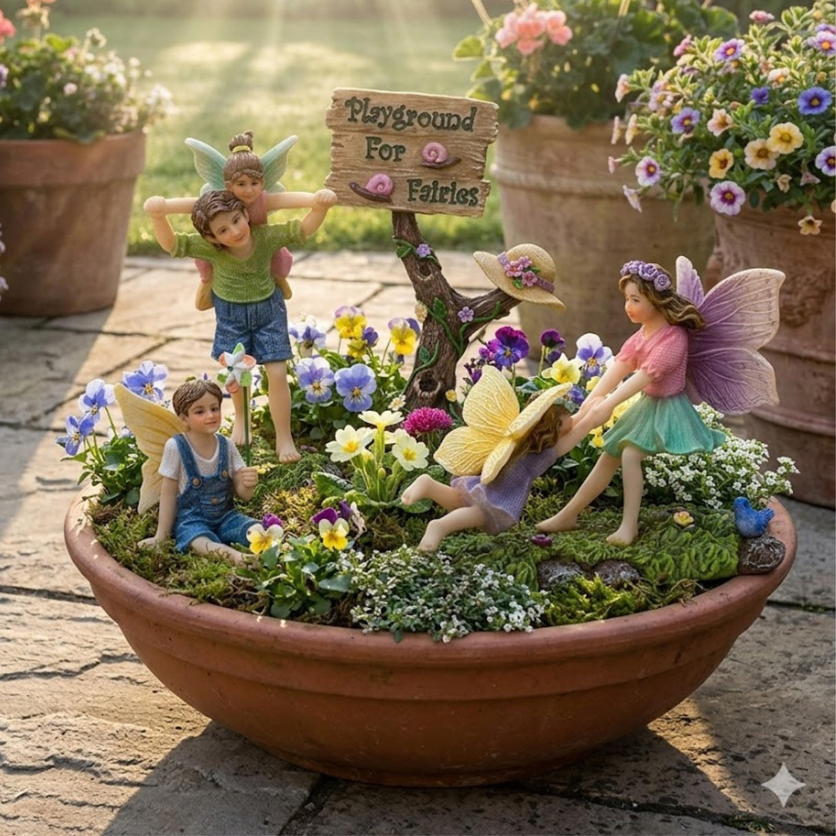 PRETMANNS Fairy Garden Accessories Outdoor Kit, Fairy Figurines, 4 Piece