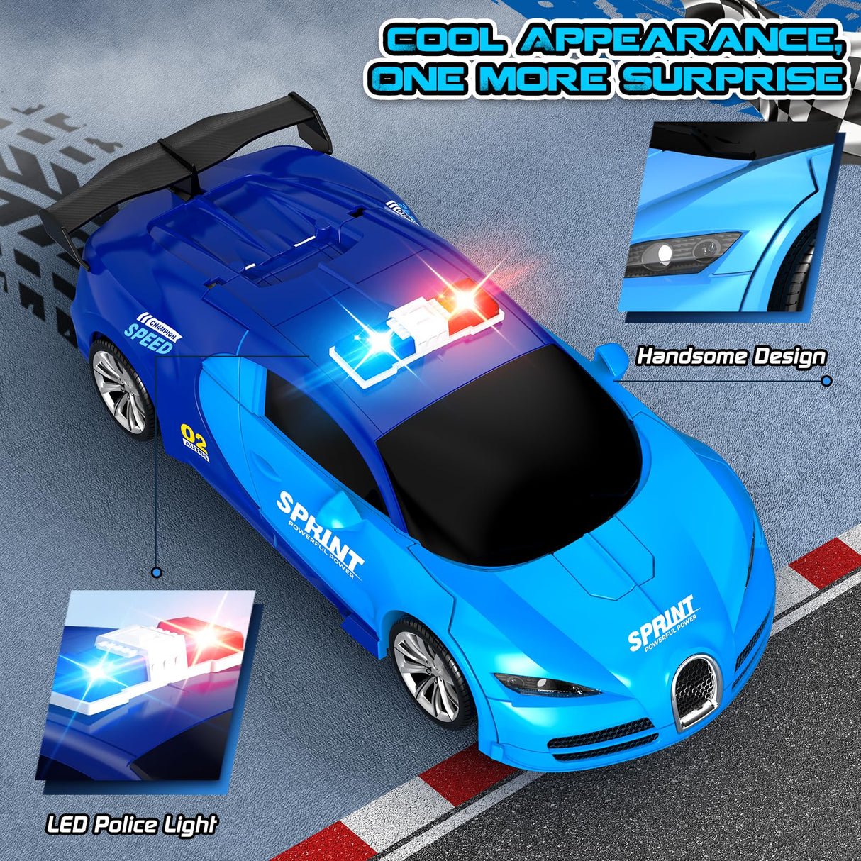 AONEPTR Remote Control Car, One-Click Becoming Robot Transforming Toys Car for Boys, Smooth Deformation, Demo Mode, 360° Rotation, Easy to Use, 2.4GHZ, with LED Lights, RC Cars for Christmas, Kids