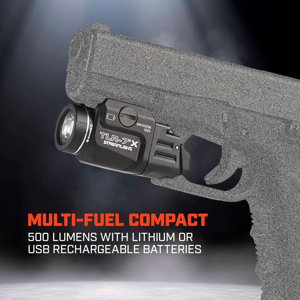 Streamlight 69424 TLR-7 X 500-Lumen Compact Tactical Weapon Light, Includes High, Low Paddle Switches and Key Kit, Black