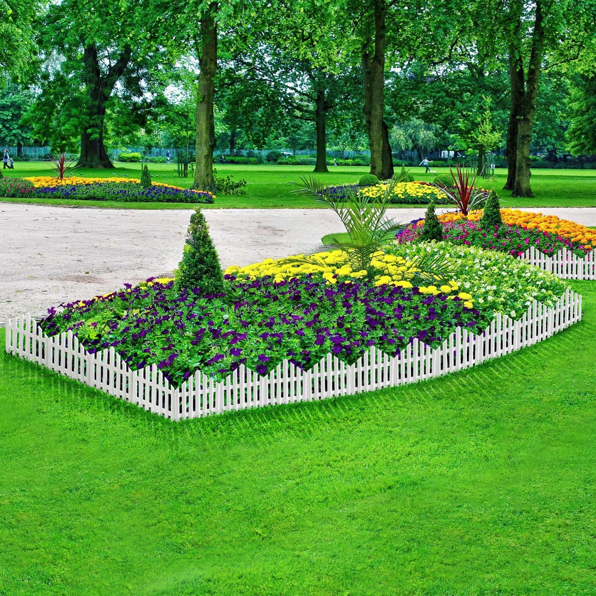 CooTentler Garden Edging Border No-Dig 13FT White 9.3 Inch Tall Landscape Edging with 14pcs Stakes for Decorate the Garden