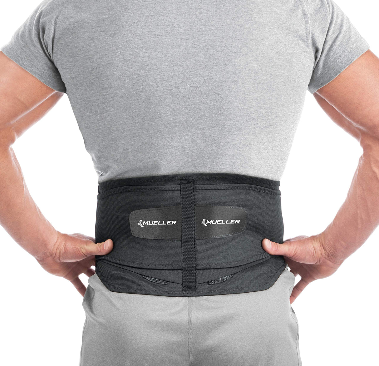 MUELLER Sports Medicine Adjustable Lumbar Back Brace with Removable Pad, Back Pain Relief Support for Men and Women, Ideal for Upper and Lower Back Pain, Sciatica, Scoliosis, Black, Plus Size