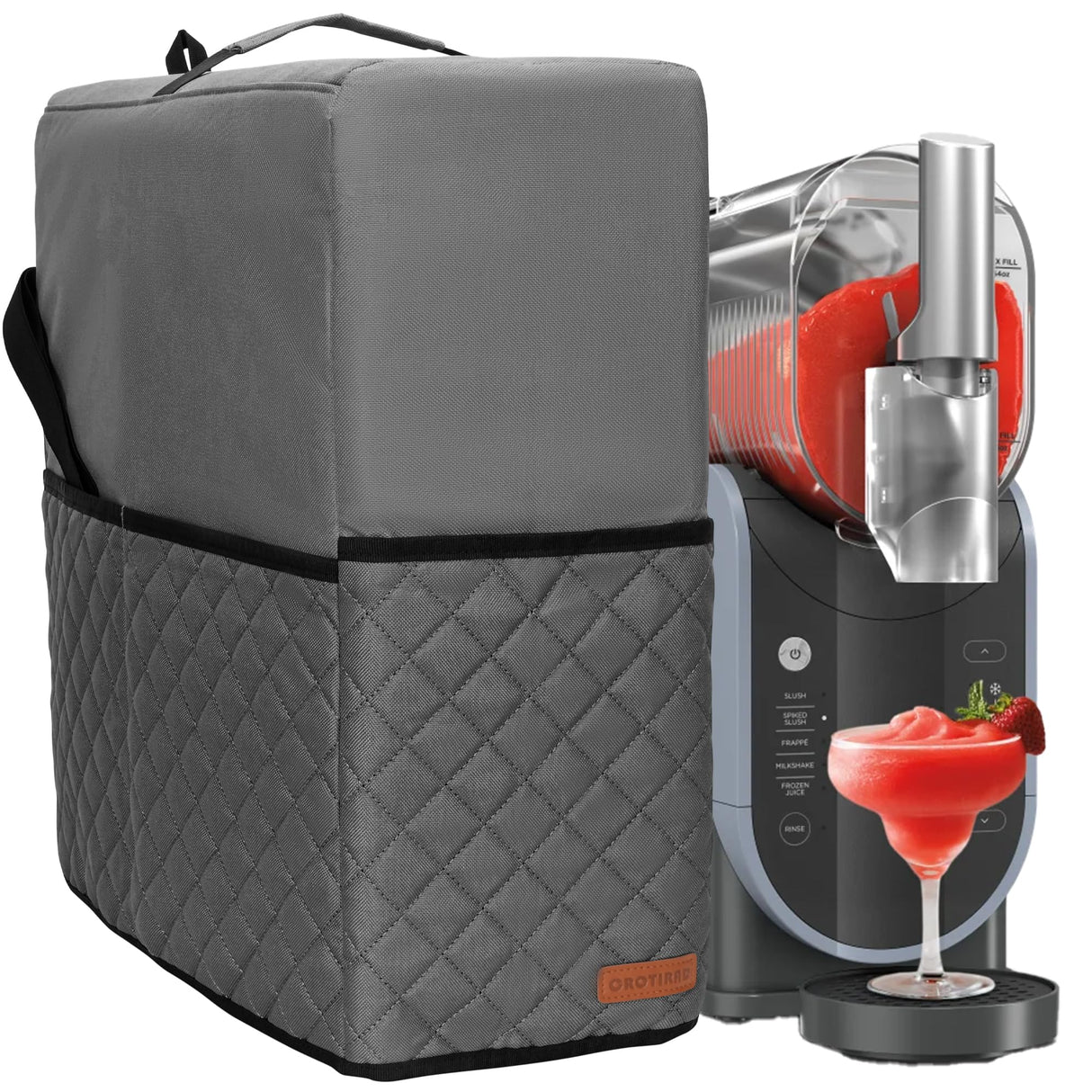 CROTIRAD Slushie Machine Dust Cover for Ninja Slushie Frozen Drink Maker, Hanging Dust Cover for Ninja Slushy Machine, Easy Foldable Fits Ninja Slushi Maker, Quilted Gray, Upgrade