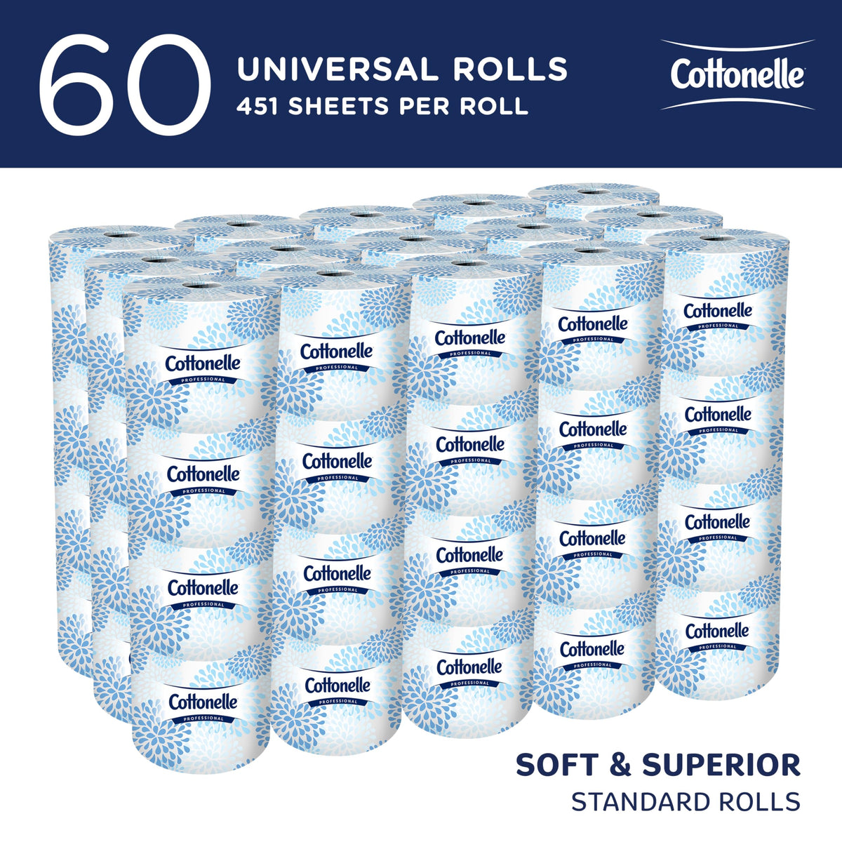 Cottonelle Professional Standard Roll Toilet Paper, Bulk, 60 Rolls (17713)
