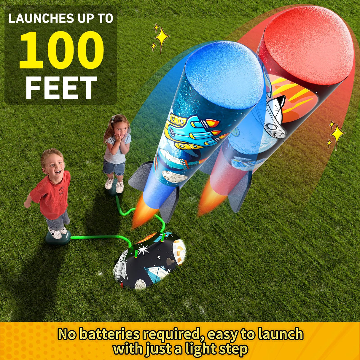 Otoseth Multi-Color Rocket Launcher for Kids - Foam Blaster Set with 10 Rockets, Soars Up to 100 Feet - Birthday & Christmas Toys for Boys & Girls Age 3-12