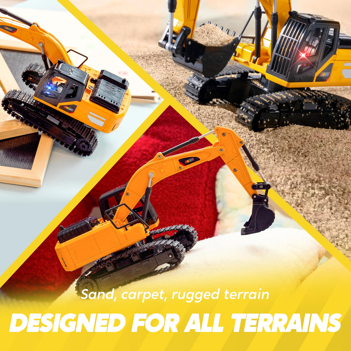JOYIN Remote Control Excavator Toys for Boys, 2.4Ghz RC Play Excavator with Light, Construction Toys for Boys 3-5 4-7 8-12 Year Old Kids, Christmas Birthday Present