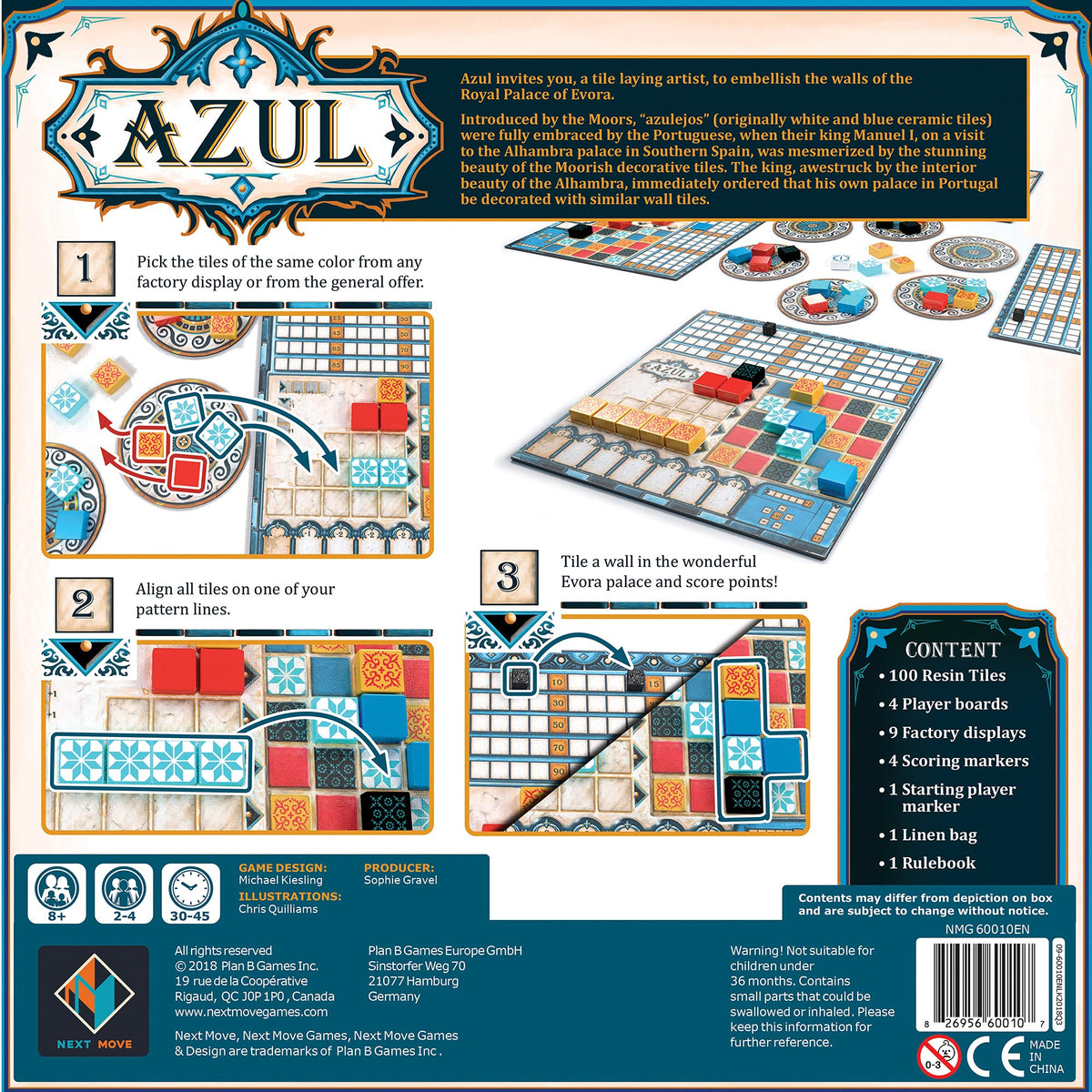 Azul Mosaic Tile-Placement Strategy Board Game, 2-4 Players, 30-45 Min