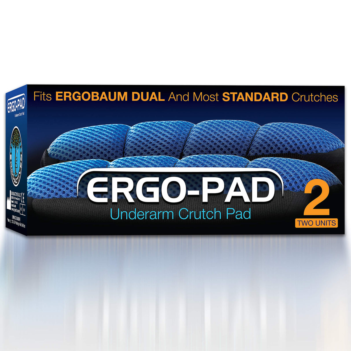 ErgoPAD- Soft Ergonomic Double-Layer Foam Padding for Underarm Crutches. Universal Underarm Double-Padded Crutch Pillow Covers with Lateral Cushioned Support (2 Unit Pack-Universal)