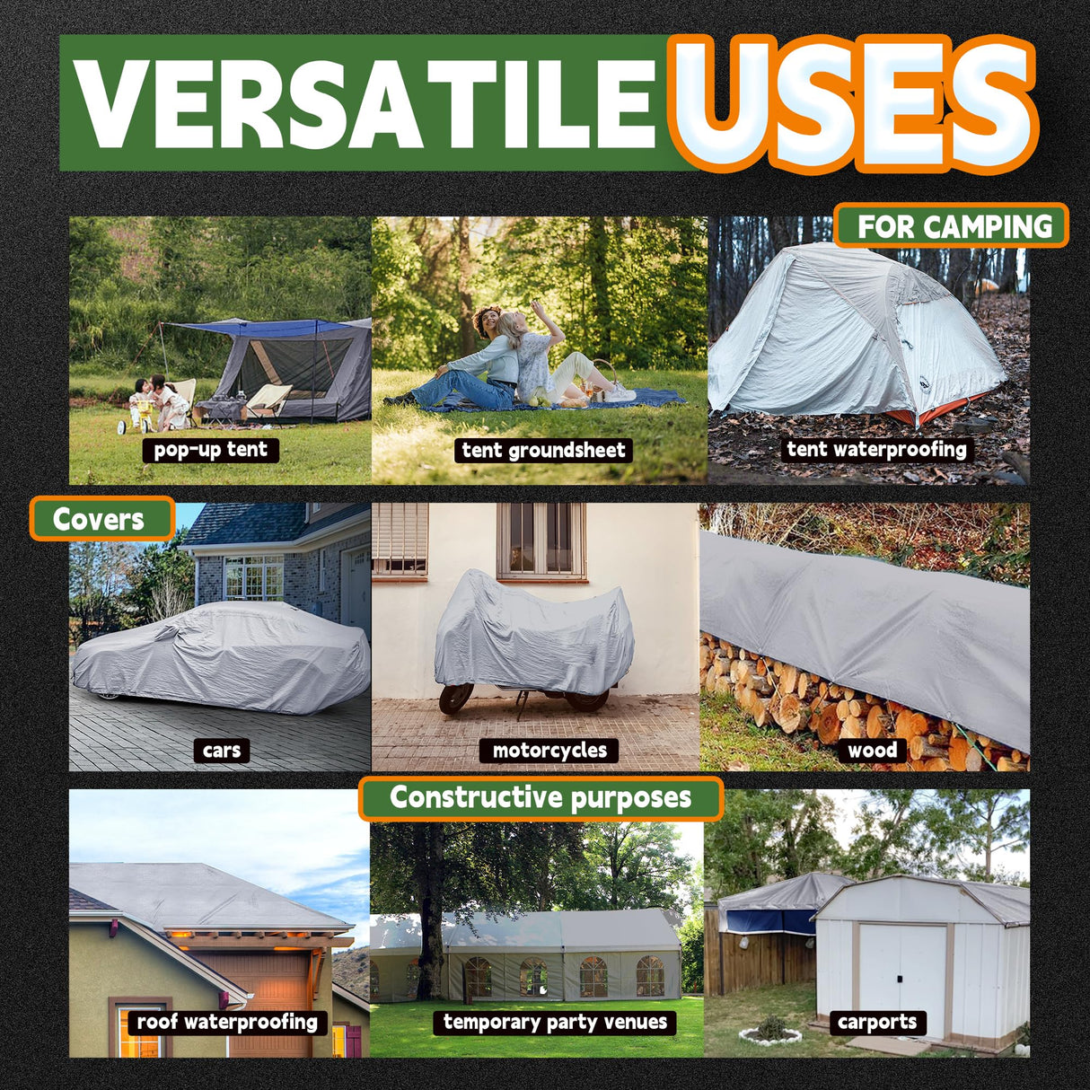 RAINDEWAY Tarps - 20x30 Feet, 5.5 Mil Thick, Multipurpose Waterproof Poly Tarp Cover with Metal Grommets and Reinforced Edges, Silver/Blue Large Tarp
