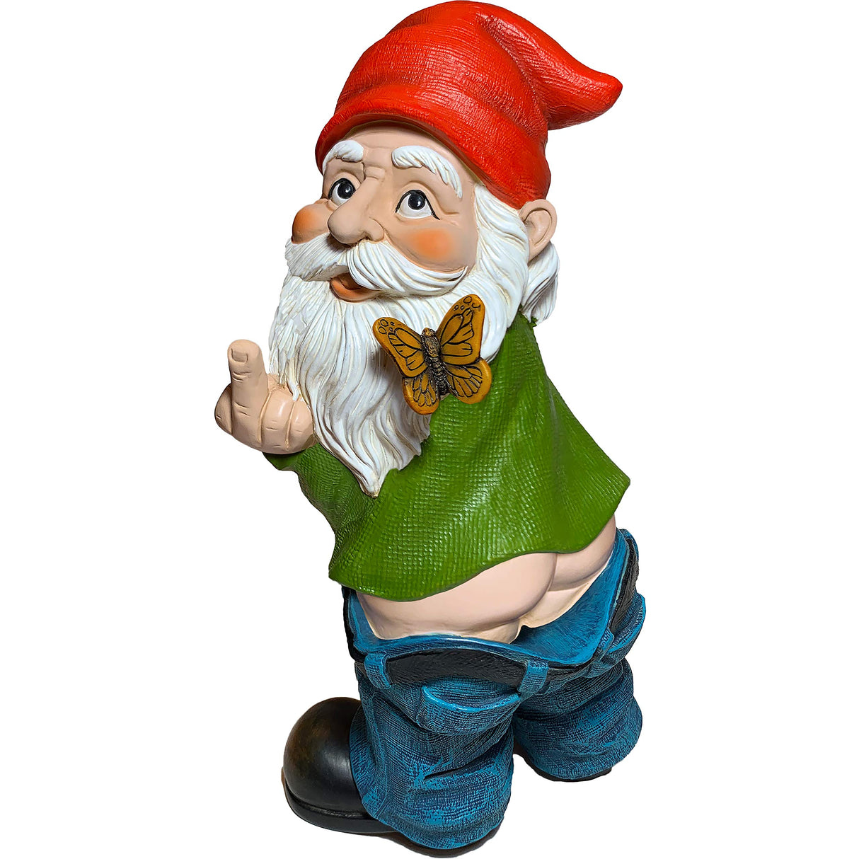 Mood Lab Garden Gnome - Pants Down Gnome with Middle Finger - 9.3 Inch Tall Outdoor or Indoor Decor