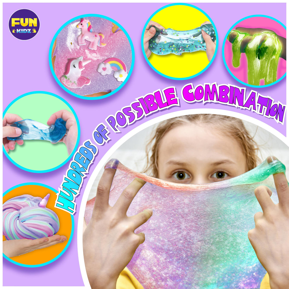 Fluffy Unicorn Slime Kit for Girls, FunKidz Cloud Slime Gift for Ages 6+ Kids Fun Slime Making Kit Awesome Craft Toy Birthday Present Ideas