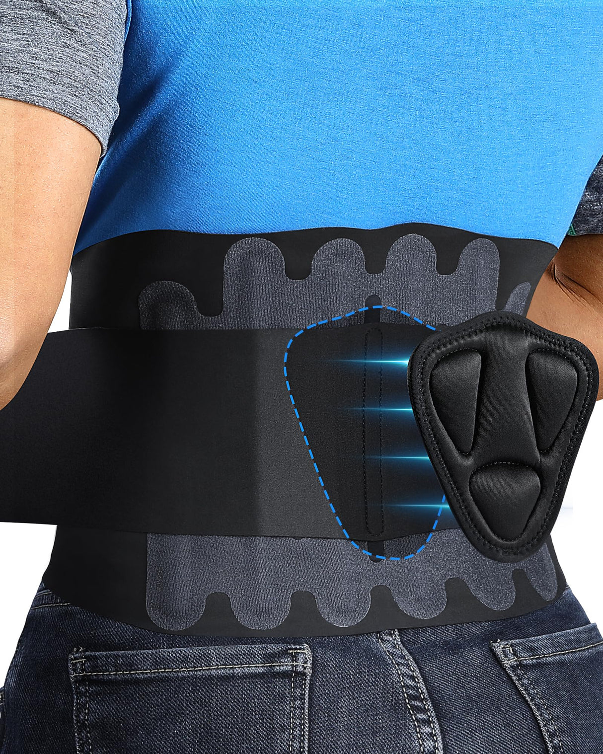 0.5mm Ultra Thin Back Brace with 3D Lumbar Pad, Seamless Yoga Fabric, Lightweight Back Brace for Lower Back Pain Women Men, Sciatica, Posture, Back Support Brace for Wearing Under Clothes