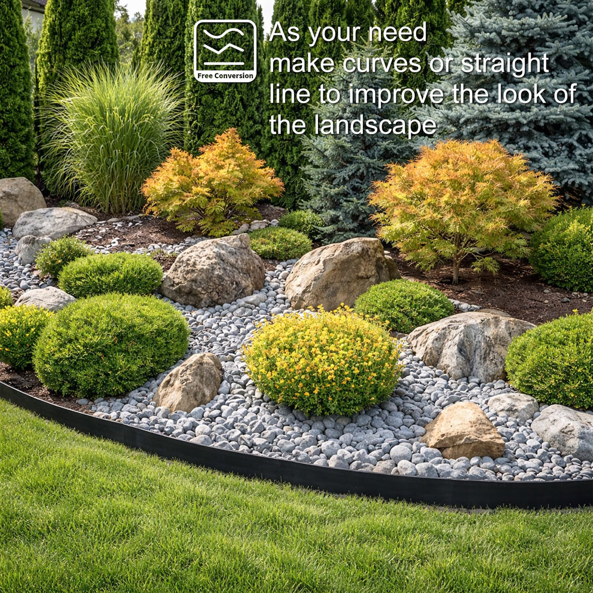 Landscape Edging 4 Inch Tall 40FT with 50Pcs Metal Spikes, Plastic Garden Edging Border Landscape Edging Border Lawn Edging for Landscaping, Flower Bed, Yard