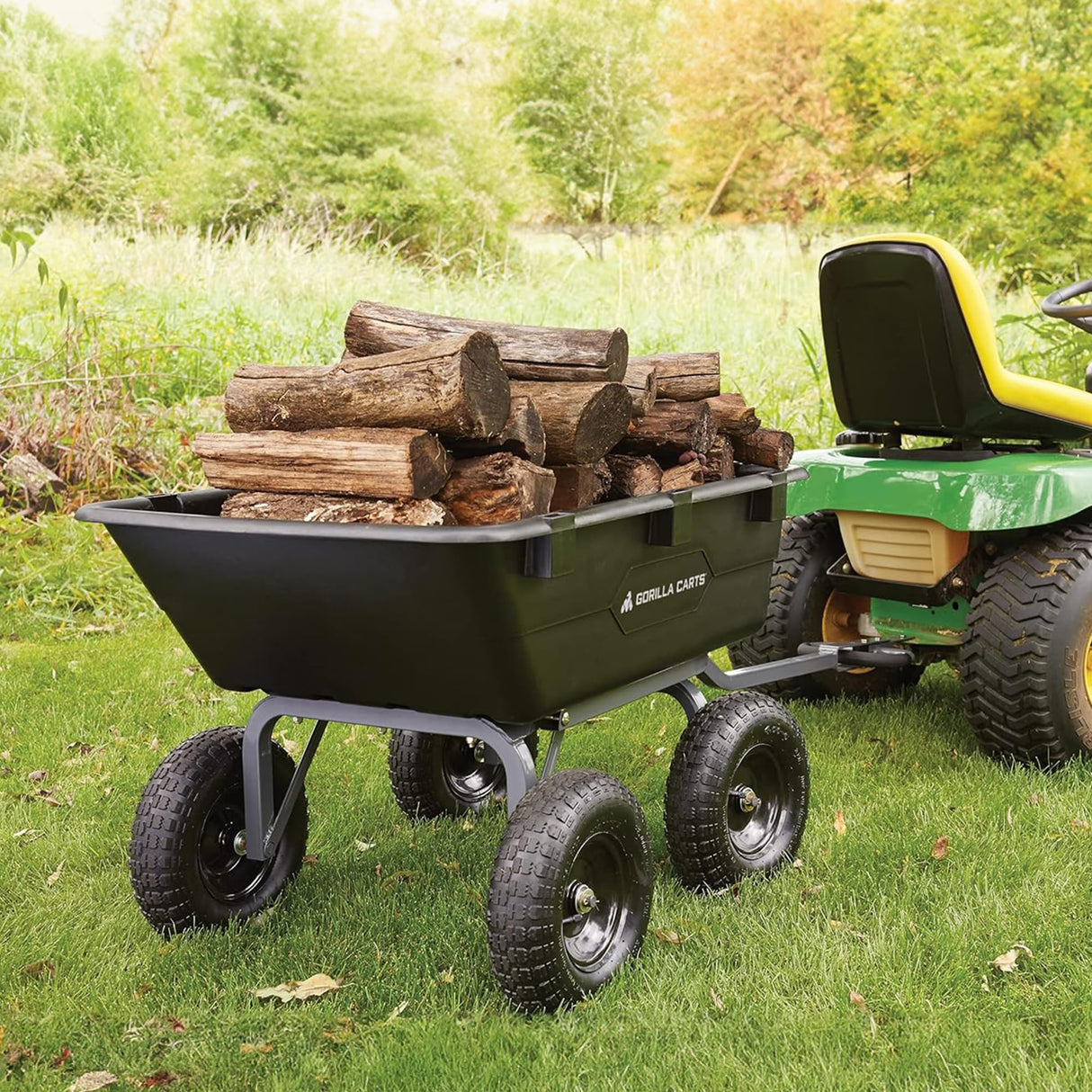 Gorilla Carts Poly Garden Dump Garden Cart with Easy to Assemble Steel Frame, Camping Wagon with Quick Release System, 1200 Pound Capacity, and 13 Inch Tires