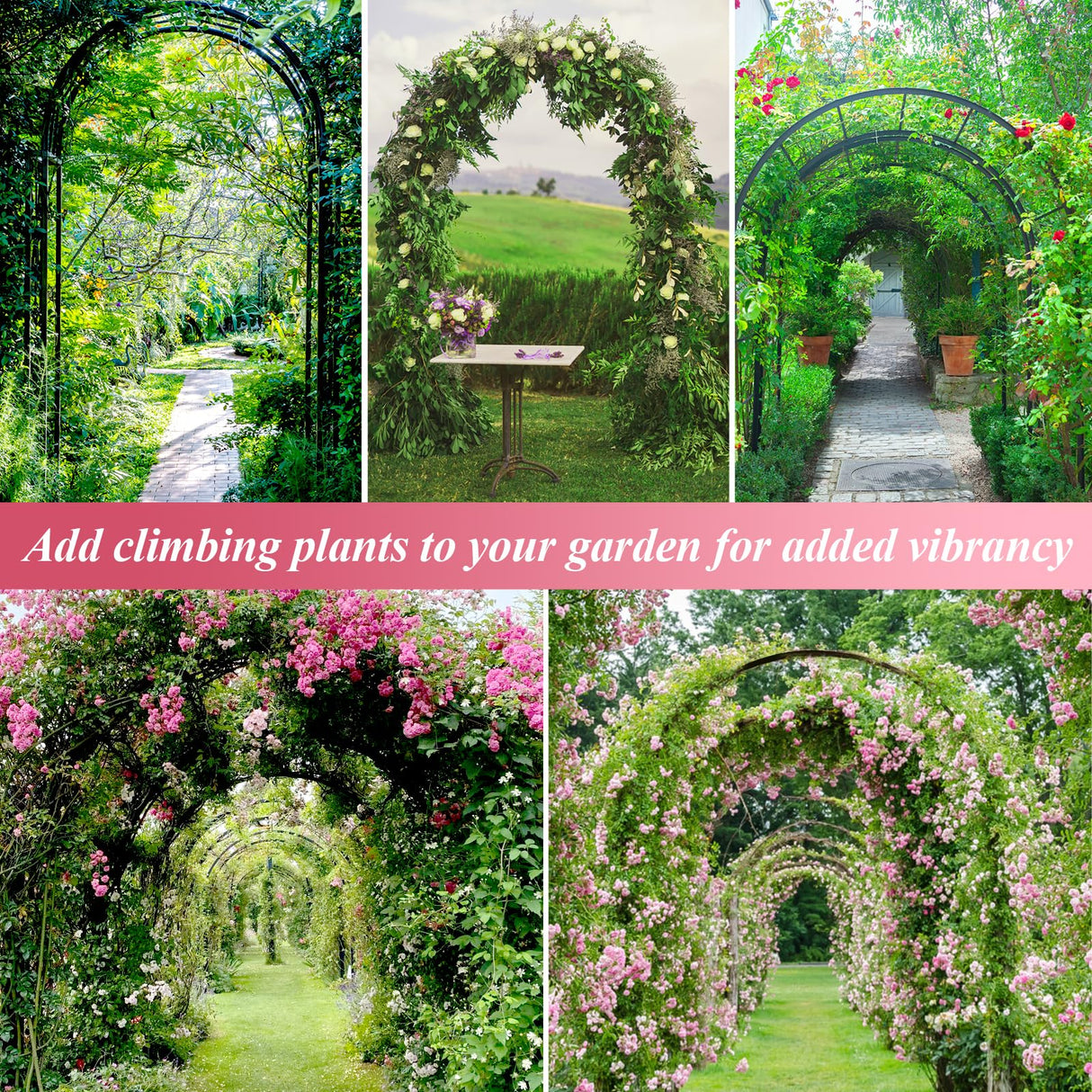 Thickened Tube Garden Arch Trellis - Metal Garden Arbor for Climbing Plants