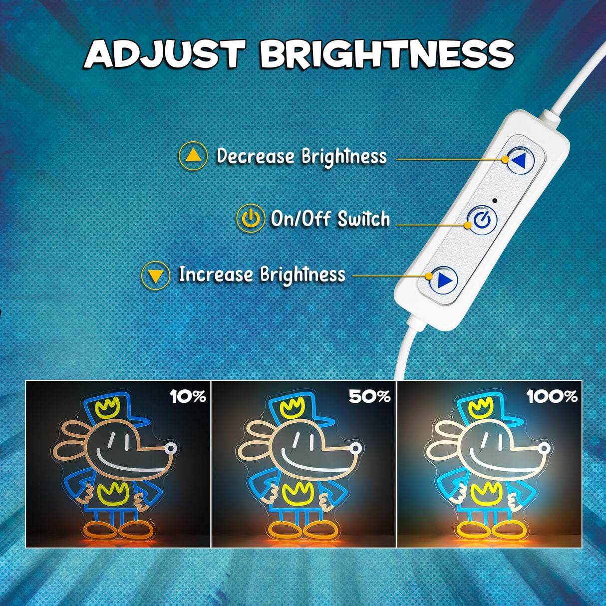 Officially Licensed Dog Man Neon Signs for Wall Decor, Based on DogMan Series LED Light Up Sign for Bedroom, Kids' Room, Game Room, Party, Perfect Birthday/Christmas Gift for Dog Man Lovers & Fans